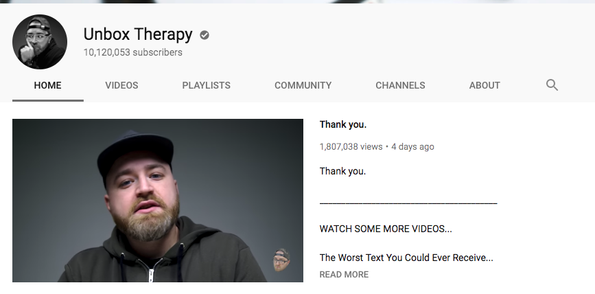 Unbox Therapy youtube